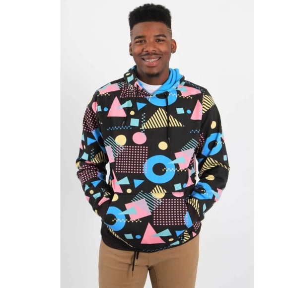 mens printed fleece pullover